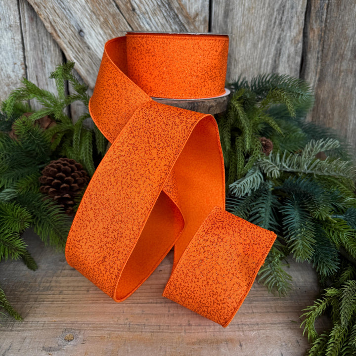 2.5" Orange Ribbon, Halloween Ribbon, Farrisilk Mystic Glitz Ribbon
