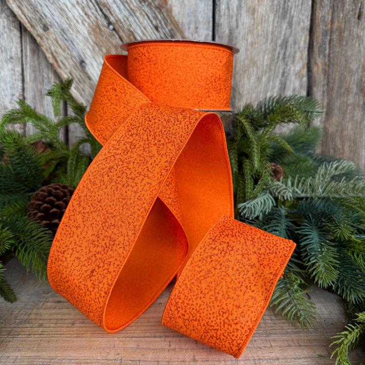 2.5" Orange Ribbon, Halloween Ribbon, Farrisilk Mystic Glitz Ribbon