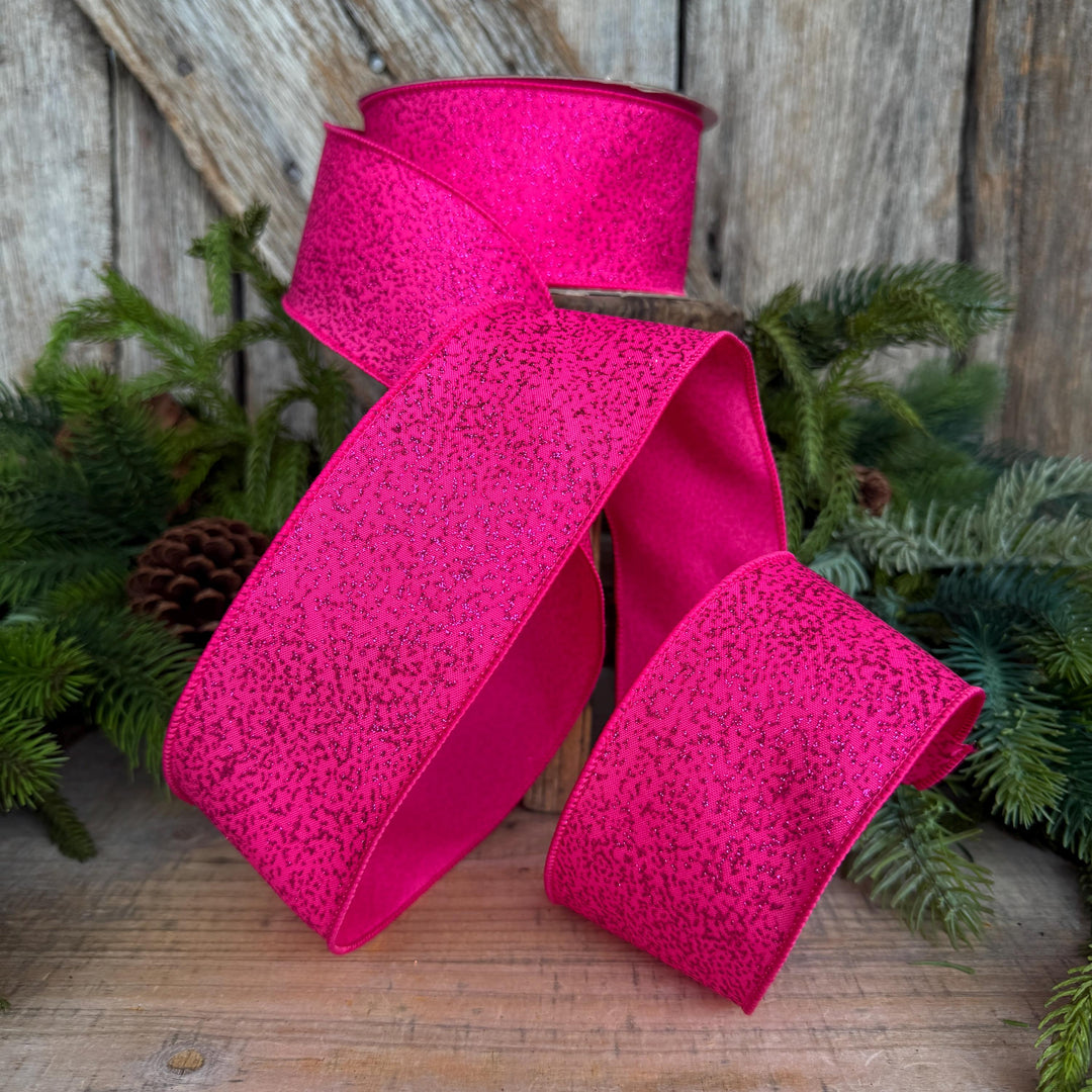 2.5" Hot Pink Ribbon, Halloween Ribbon, Farrisilk Mystic Glitz Ribbon