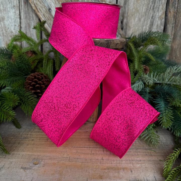 2.5" Hot Pink Ribbon, Halloween Ribbon, Farrisilk Mystic Glitz Ribbon