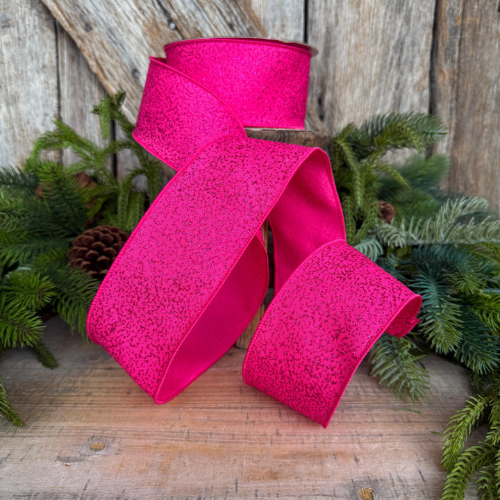 2.5" Hot Pink Ribbon, Halloween Ribbon, Farrisilk Mystic Glitz Ribbon
