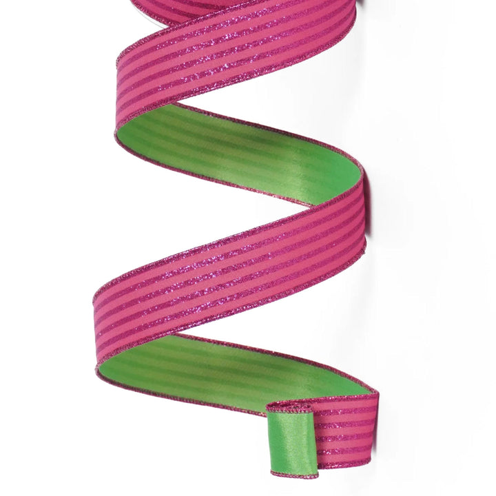 1.5" Pink Lime Green Ribbon, Farrisilk Ribbon