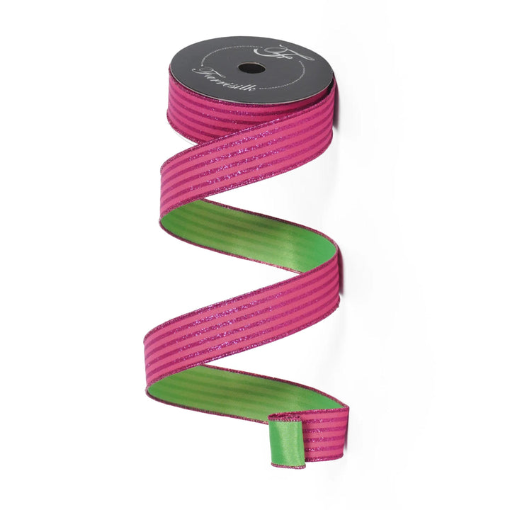 1.5" Pink Lime Green Ribbon, Farrisilk Ribbon