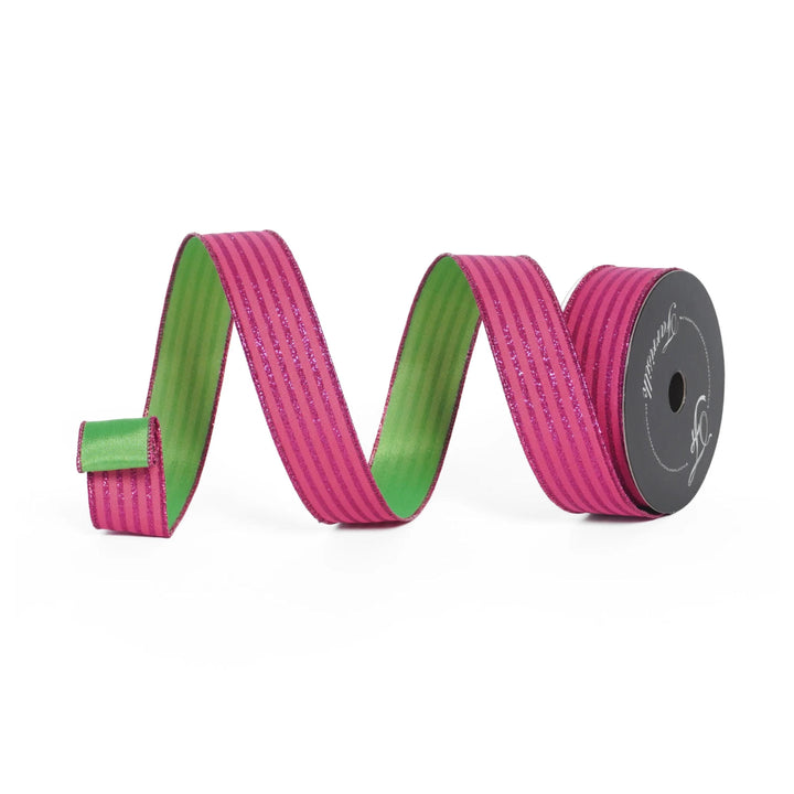1.5" Pink Lime Green Ribbon, Farrisilk Ribbon