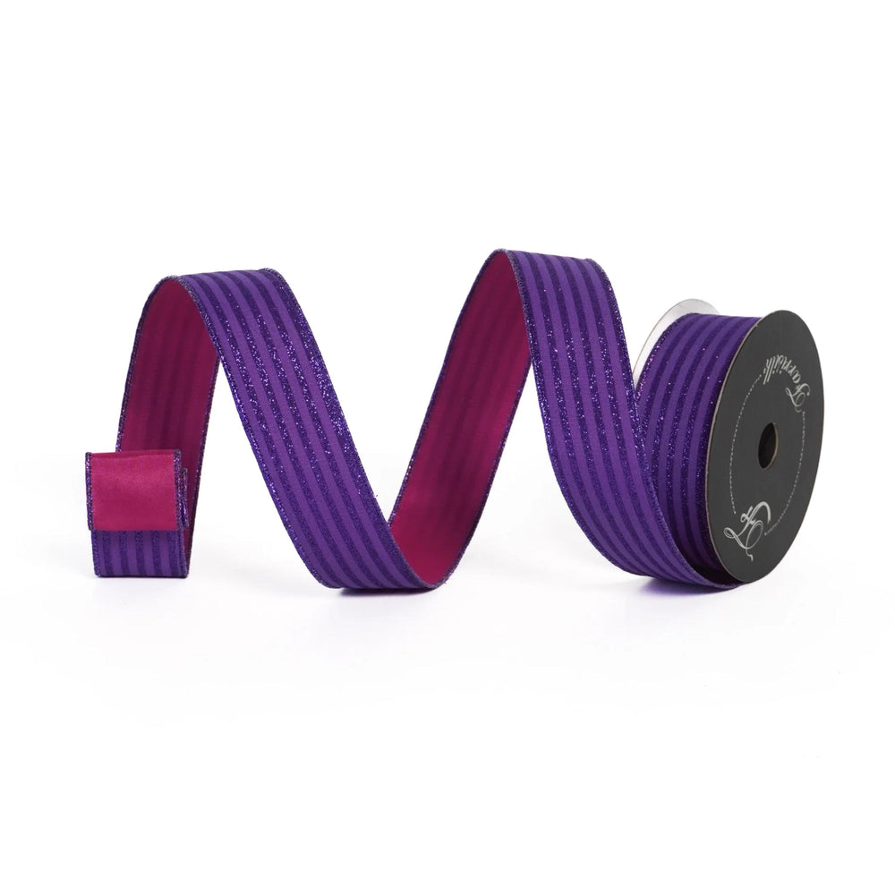 1.5" Purple Pink Ribbon, Farrisilk Ribbon, Specter Stripes Ribbon
