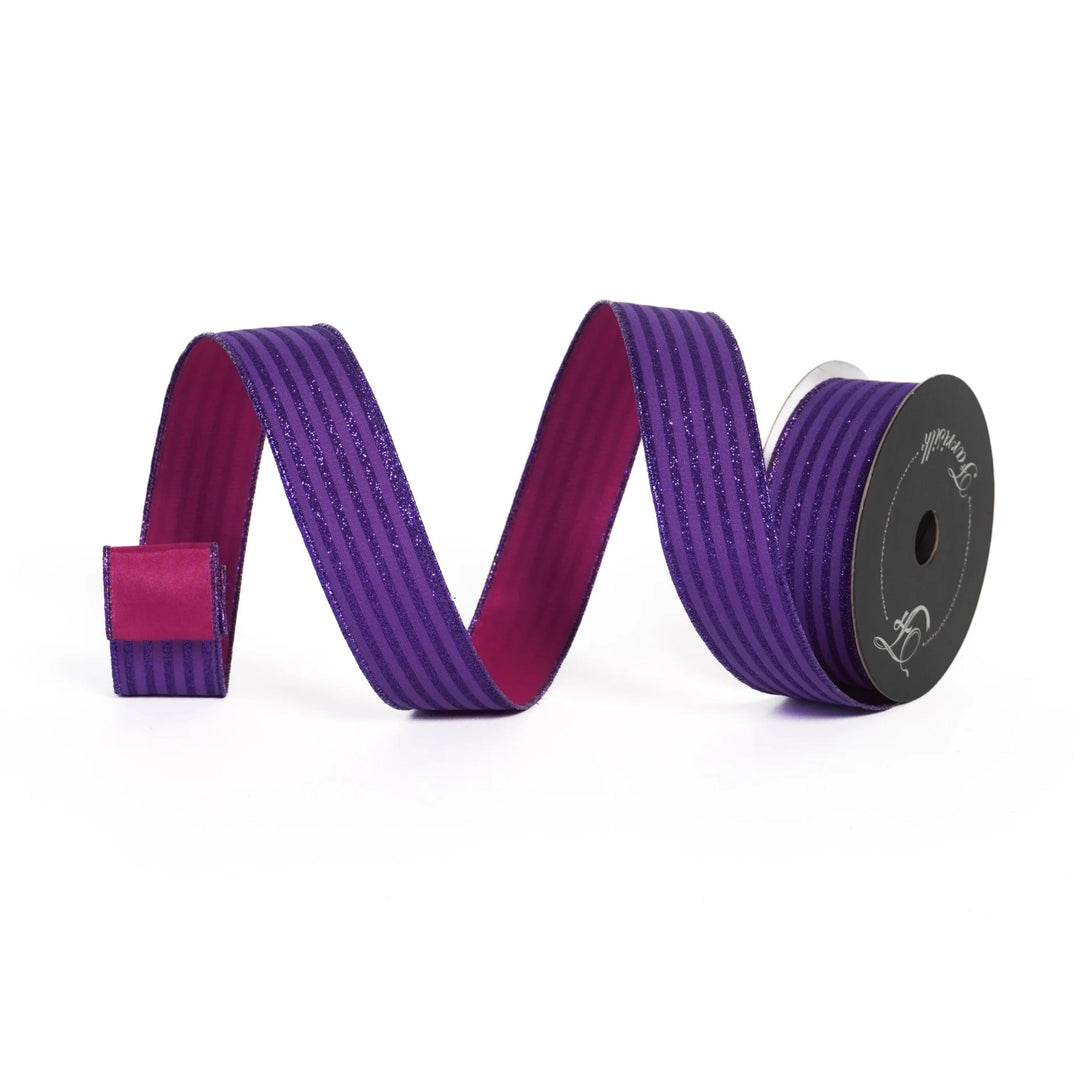 1.5" Purple Pink Ribbon, Farrisilk Ribbon, Specter Stripes Ribbon