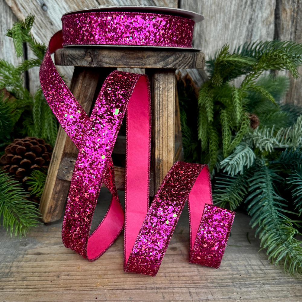 1" Hot Pink Ribbon, Halloween Ribbon, Glitz Ribbon