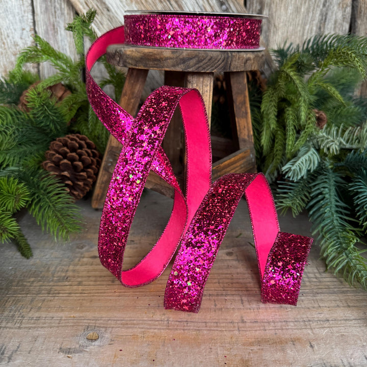 1" Hot Pink Ribbon, Halloween Ribbon, Glitz Ribbon