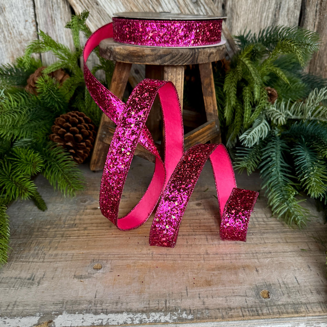 1" Hot Pink Ribbon, Halloween Ribbon, Glitz Ribbon