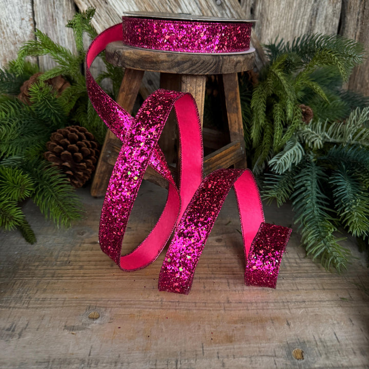 1" Hot Pink Ribbon, Halloween Ribbon, Glitz Ribbon
