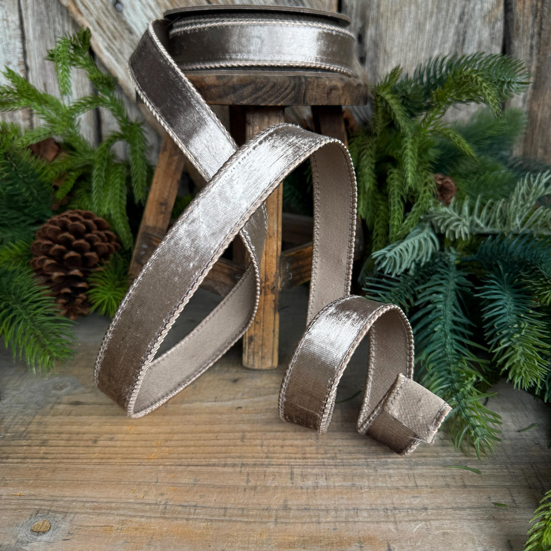 1" Platinum Velvet Ribbon