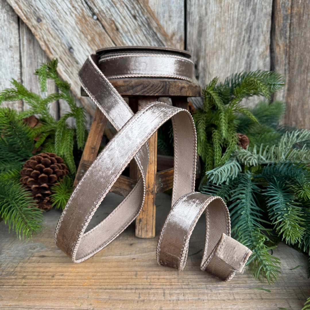 1" Platinum Velvet Ribbon