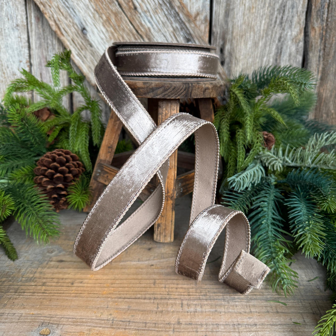 1" Platinum Velvet Ribbon