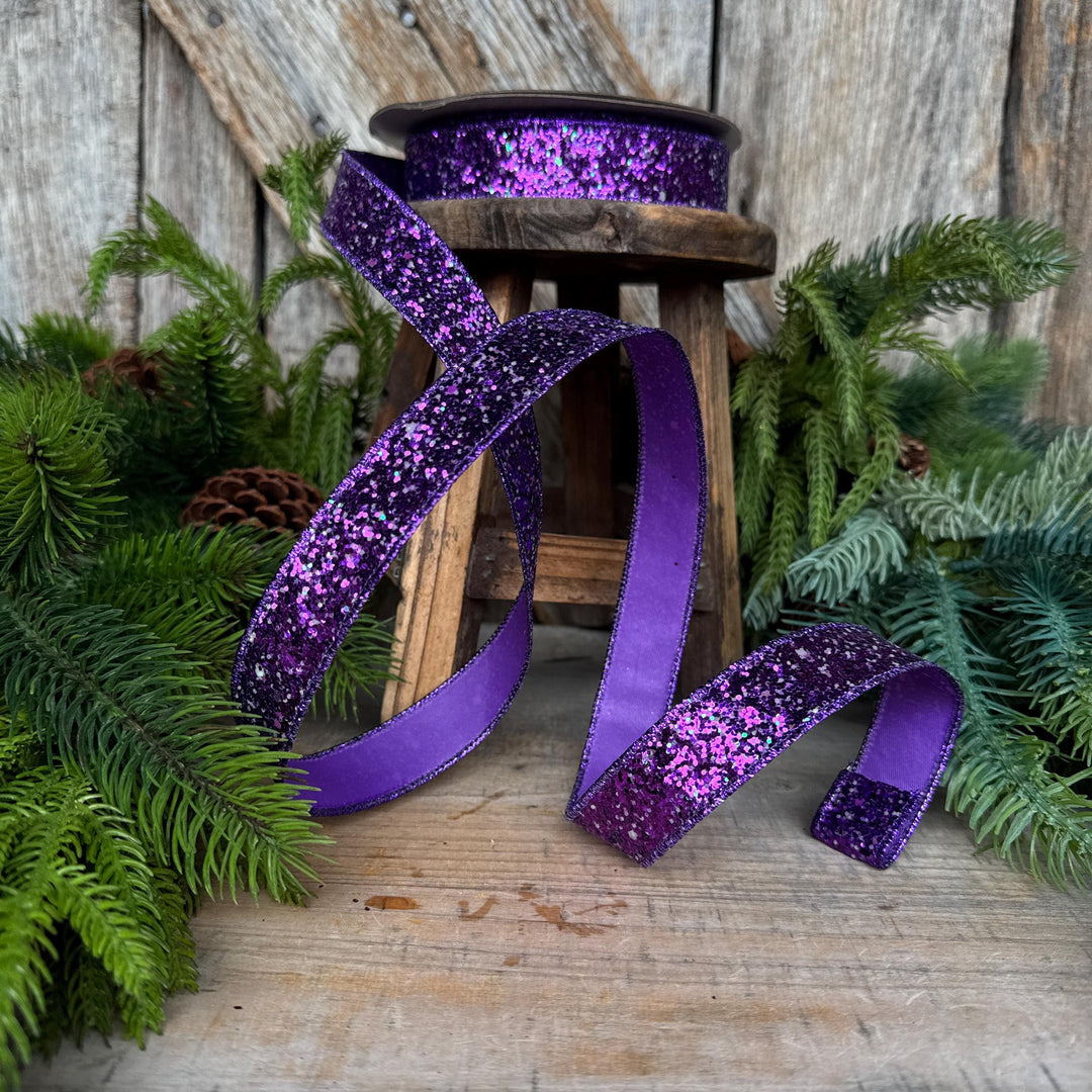 1" Purple Ribbon, Halloween Ribbon, Glitz Ribbon, Farrisilk Ribbon