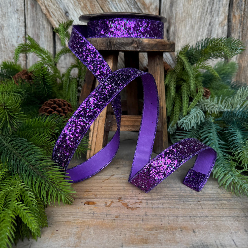 1" Purple Ribbon, Halloween Ribbon, Glitz Ribbon