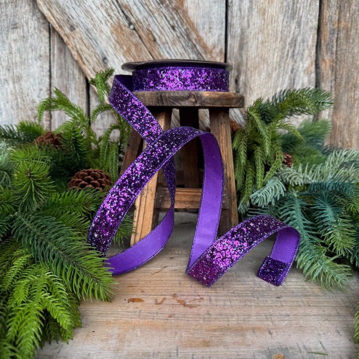 1" Purple Ribbon, Halloween Ribbon, Glitz Ribbon, Farrisilk Ribbon
