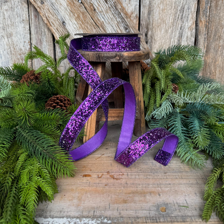 1" Purple Ribbon, Halloween Ribbon, Glitz Ribbon, Farrisilk Ribbon