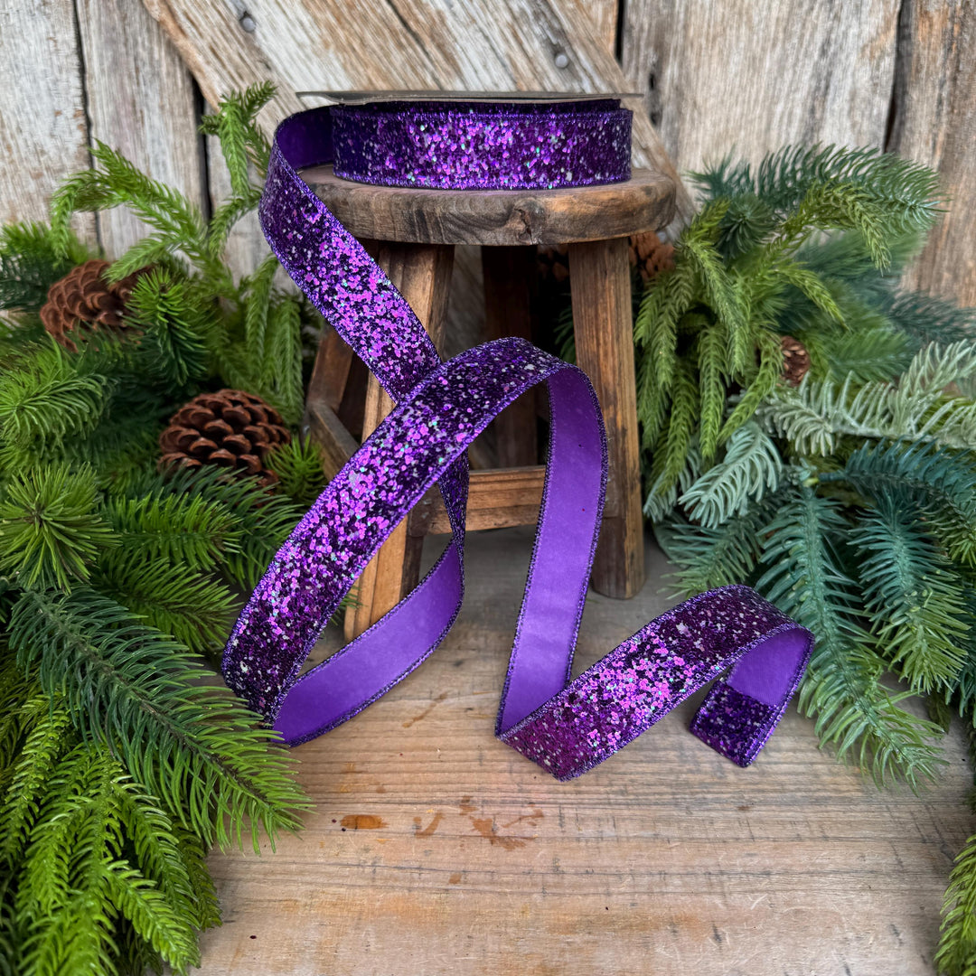 1" Purple Ribbon, Halloween Ribbon, Glitz Ribbon, Farrisilk Ribbon