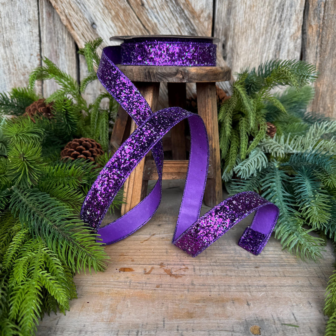 1" Purple Ribbon, Halloween Ribbon, Glitz Ribbon, Farrisilk Ribbon