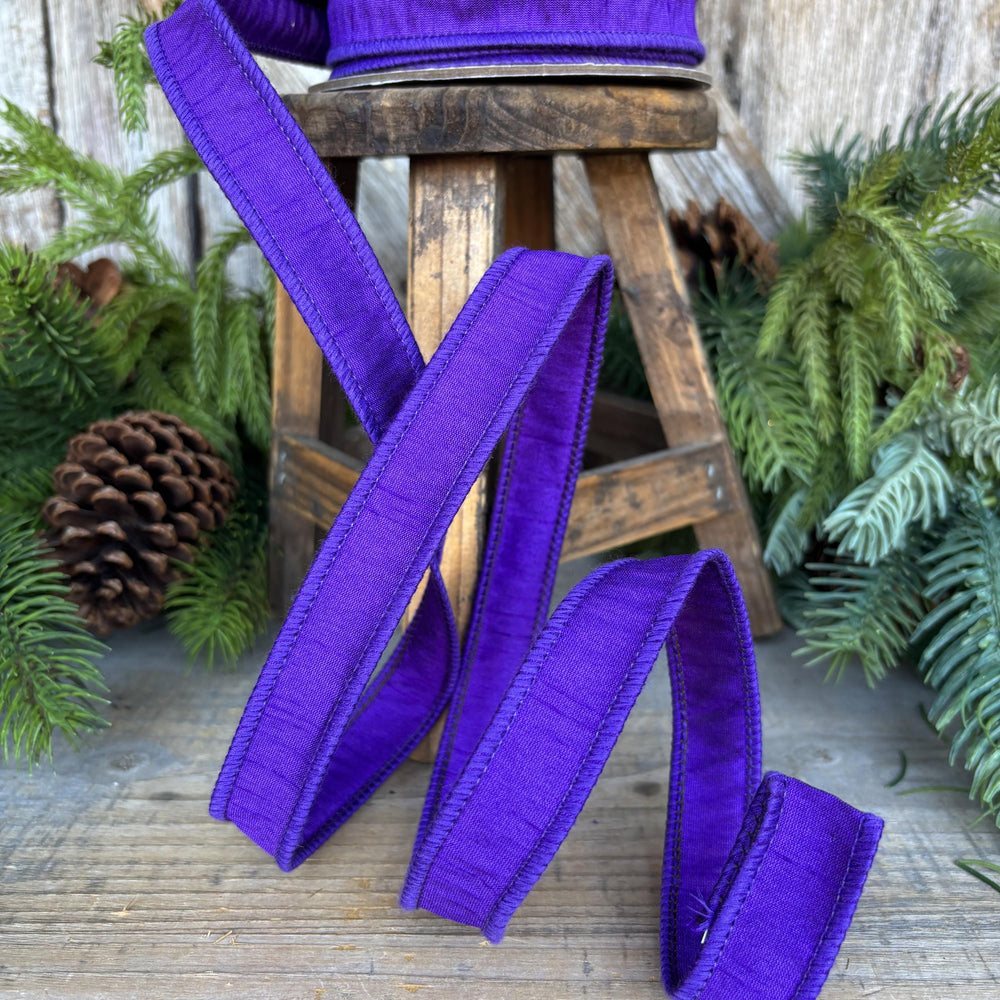 7/8" Purple Dupioni Ribbon, Halloween Ribbon, Christmas Ribbon