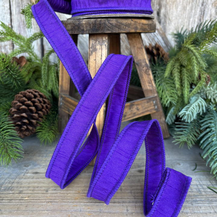 7/8" Purple Dupioni Ribbon, Halloween Ribbon, Christmas Ribbon