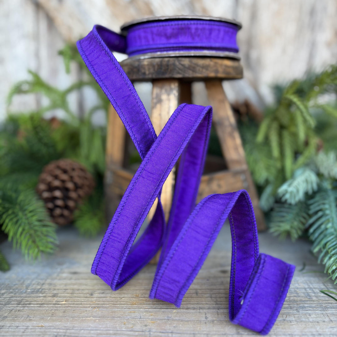 7/8" Purple Dupioni Ribbon, Halloween Ribbon, Christmas Ribbon