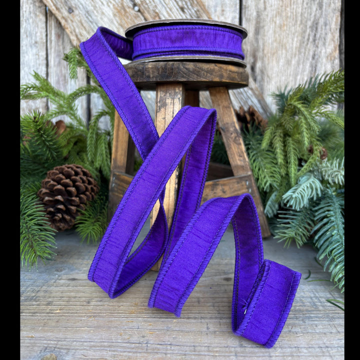 7/8" Purple Dupioni Ribbon, Halloween Ribbon, Christmas Ribbon