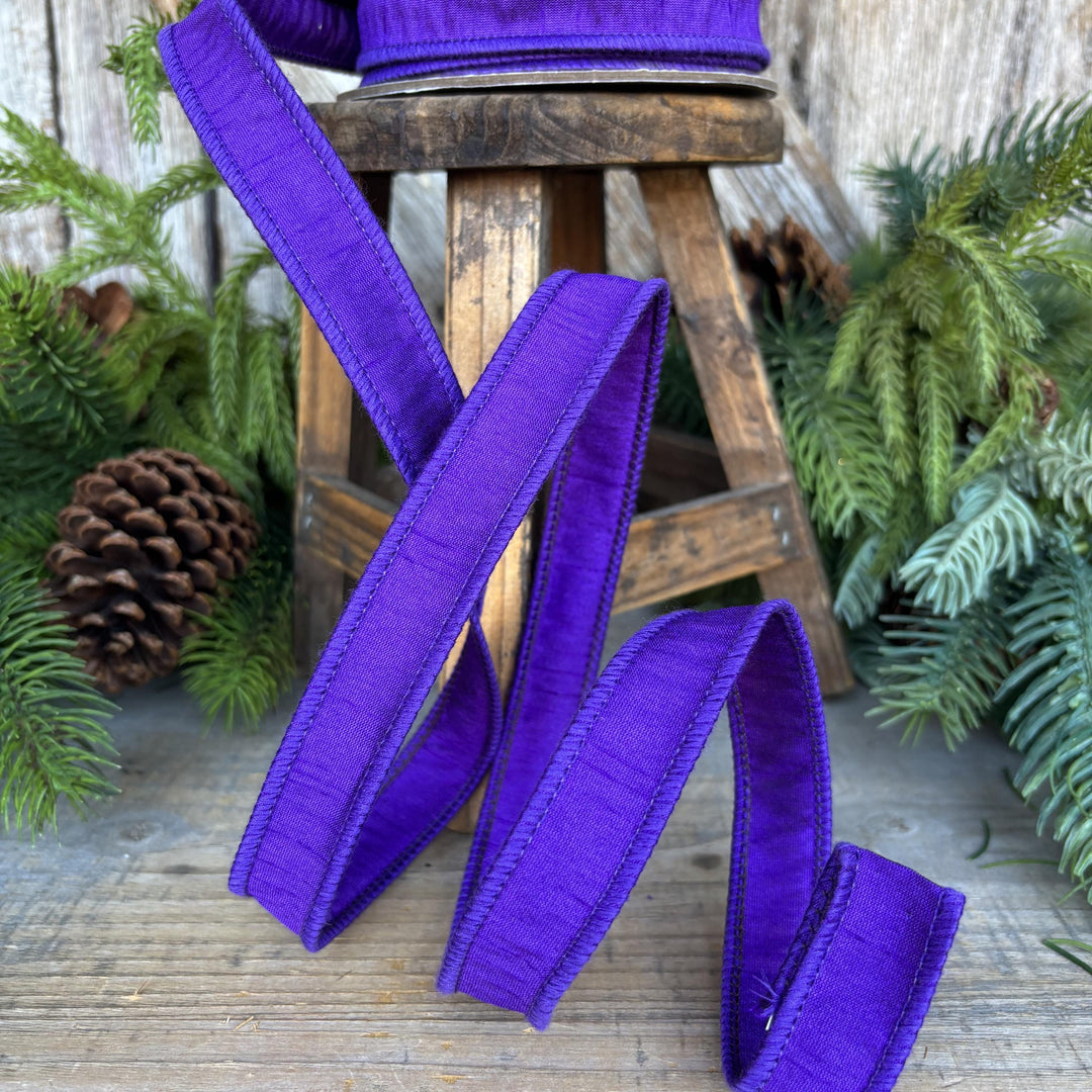 7/8" Purple Dupioni Ribbon, Halloween Ribbon