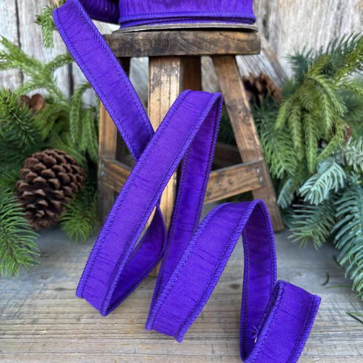 7/8" Purple Dupioni Ribbon, Halloween Ribbon