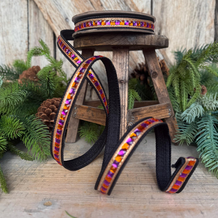 Halloween Ribbon, 3/4" Bedazzled Ribbon, Farrisilk Ribbon, Jeweled Hallowee Ribbon