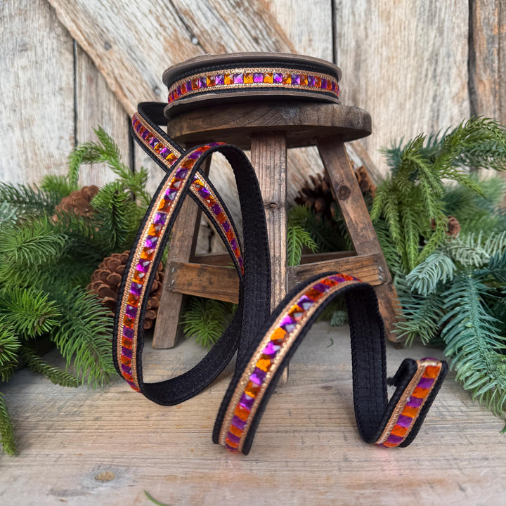 Halloween Ribbon, 3/4" Bedazzled Ribbon, Farrisilk Ribbon, Jeweled Hallowee Ribbon