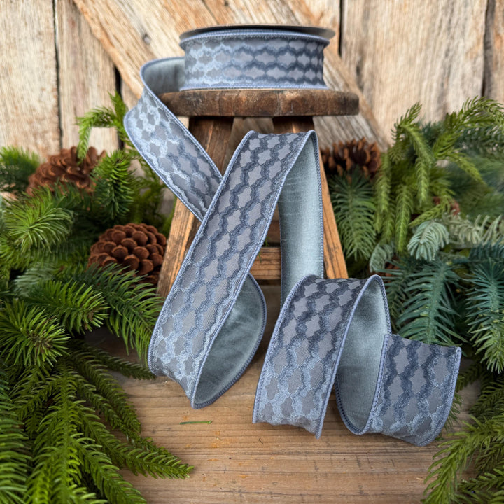 1.5" Steel Blue Velvet Ribbon, Farrisilk Ribbon