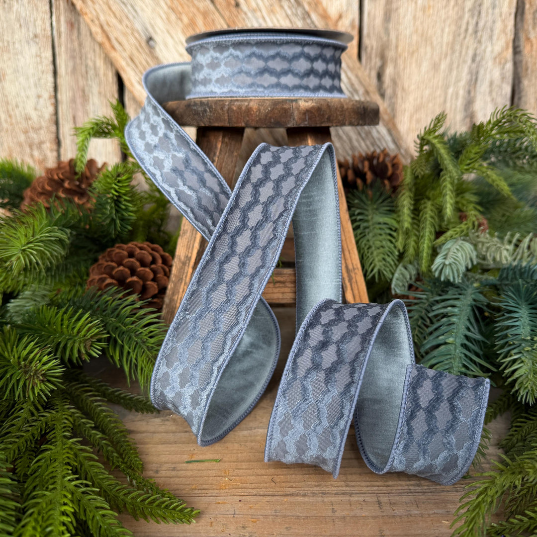 1.5" Steel Blue Velvet Ribbon, Farrisilk Ribbon