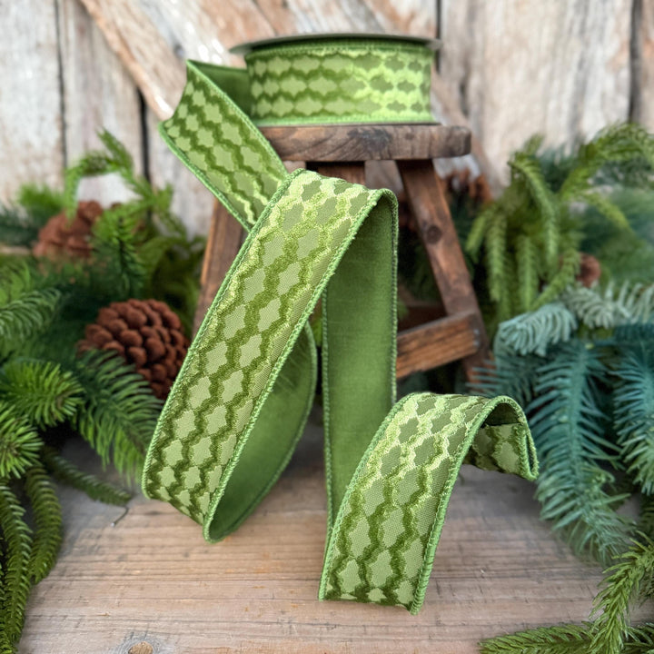 1.5" Forest Green Velvet Ribbon, Farrisilk Ribbon, Christmas Ribbon