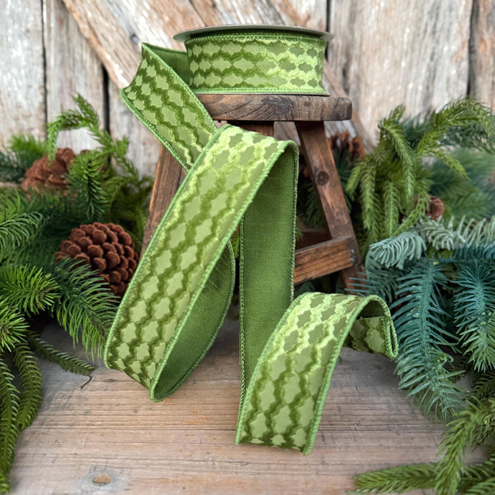 1.5" Forest Green Velvet Ribbon, Farrisilk Ribbon, Christmas Ribbon