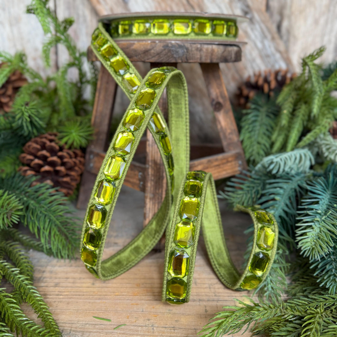 1" Lime Green Emerald Cut Ribbon, Christmas Ribbon