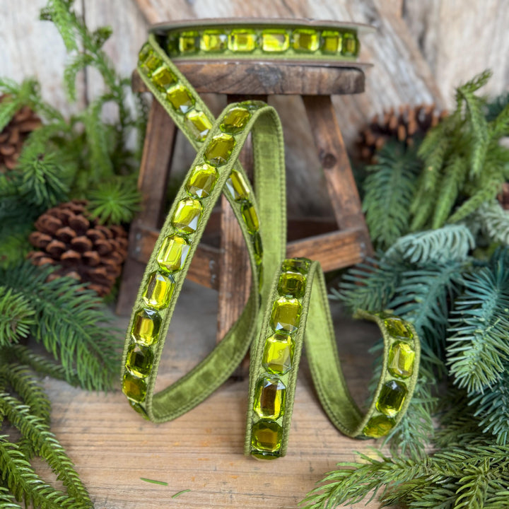 1" Lime Green Emerald Cut Ribbon, Christmas Ribbon