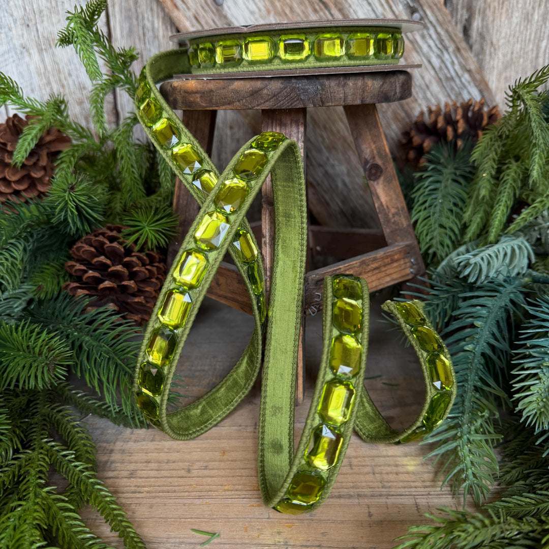 1" Lime Green Emerald Cut Ribbon, Christmas Ribbon