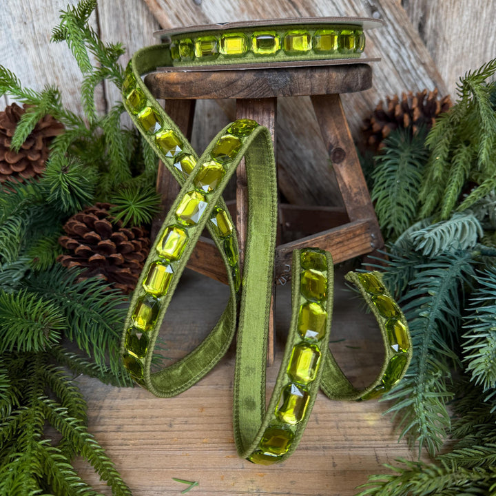 1" Lime Green Emerald Cut Ribbon, Christmas Ribbon