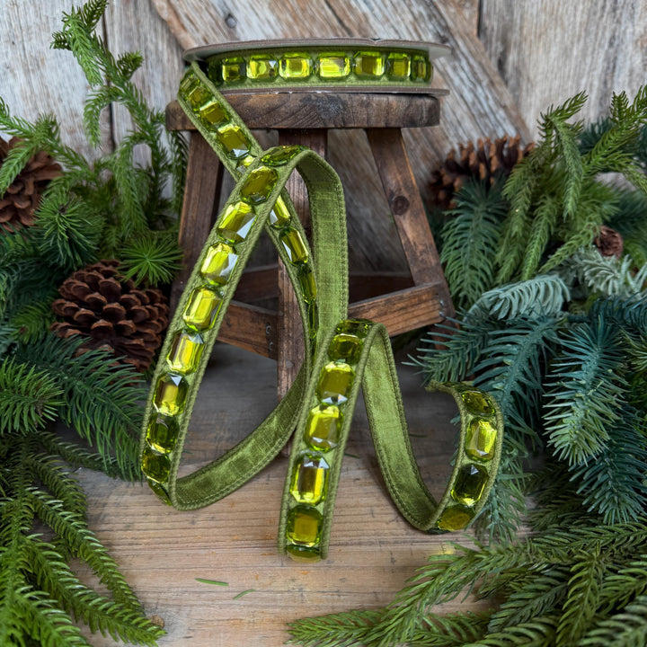 1" Lime Green Emerald Cut Ribbon, Christmas Ribbon
