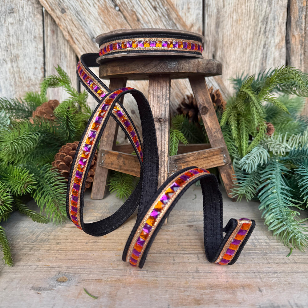 Halloween Ribbon, 3/4" Bedazzled Ribbon, Farrisilk Ribbon, Jeweled Hallowee Ribbon