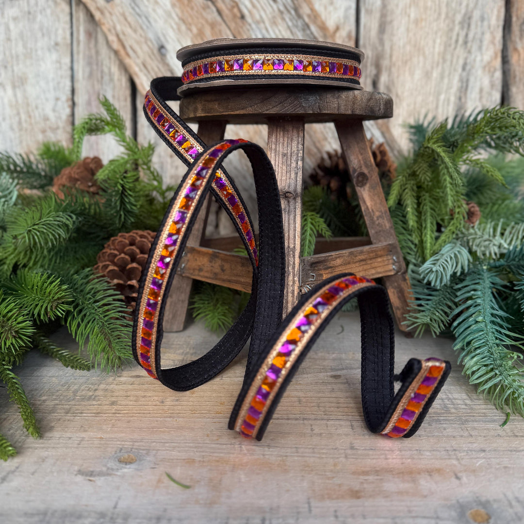 Halloween Ribbon, 3/4" Bedazzled Ribbon, Farrisilk Ribbon, Jeweled Hallowee Ribbon