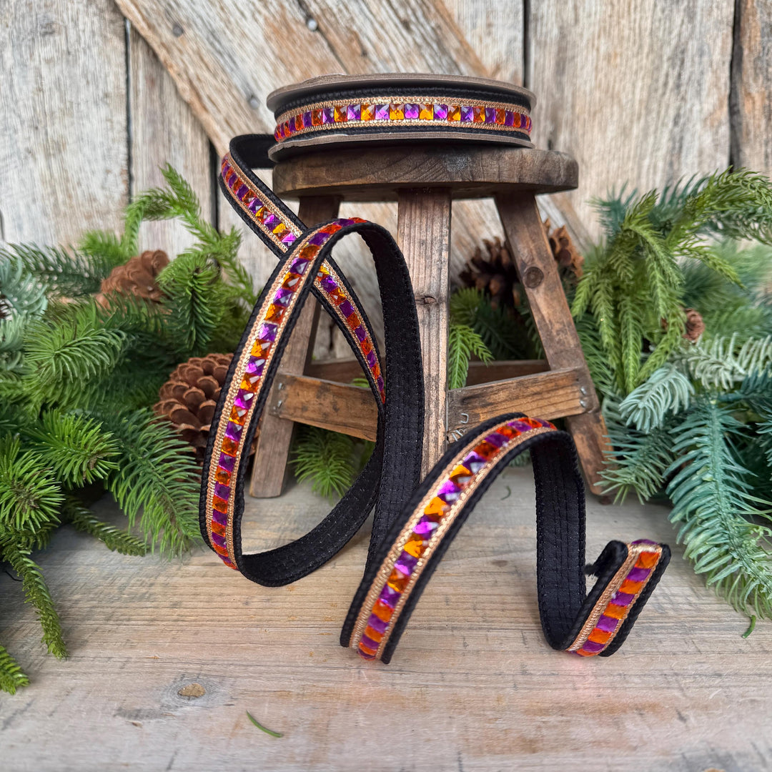 Halloween Ribbon, 3/4" Bedazzled Ribbon, Farrisilk Ribbon, Jeweled Hallowee Ribbon