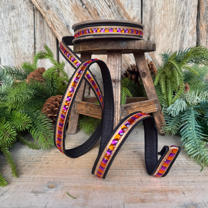 Halloween Ribbon, 3/4" Bedazzled Ribbon, Farrisilk Ribbon, Jeweled Hallowee Ribbon