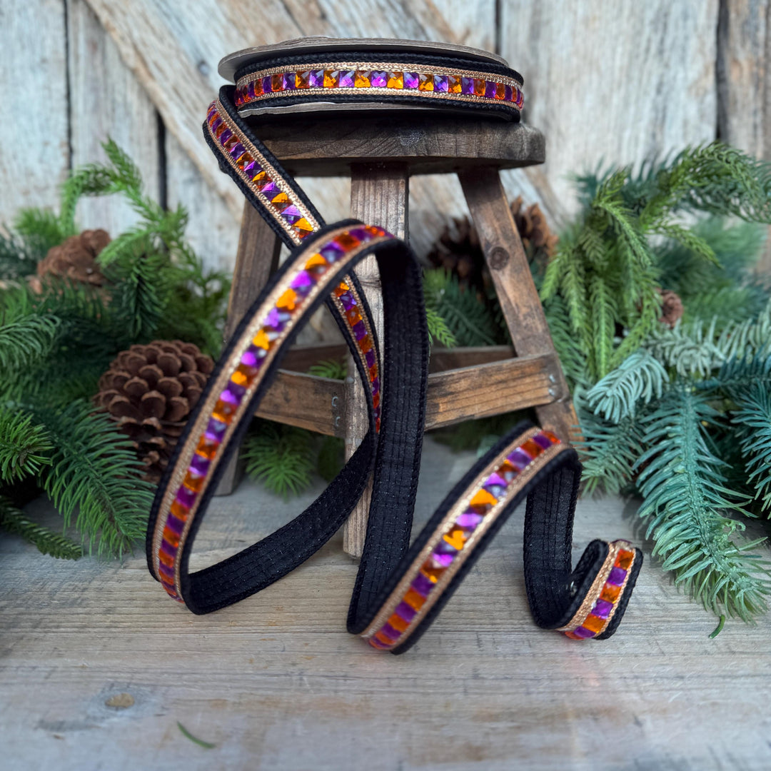 Halloween Ribbon, 3/4" Bedazzled Ribbon, Farrisilk Ribbon, Jeweled Hallowee Ribbon