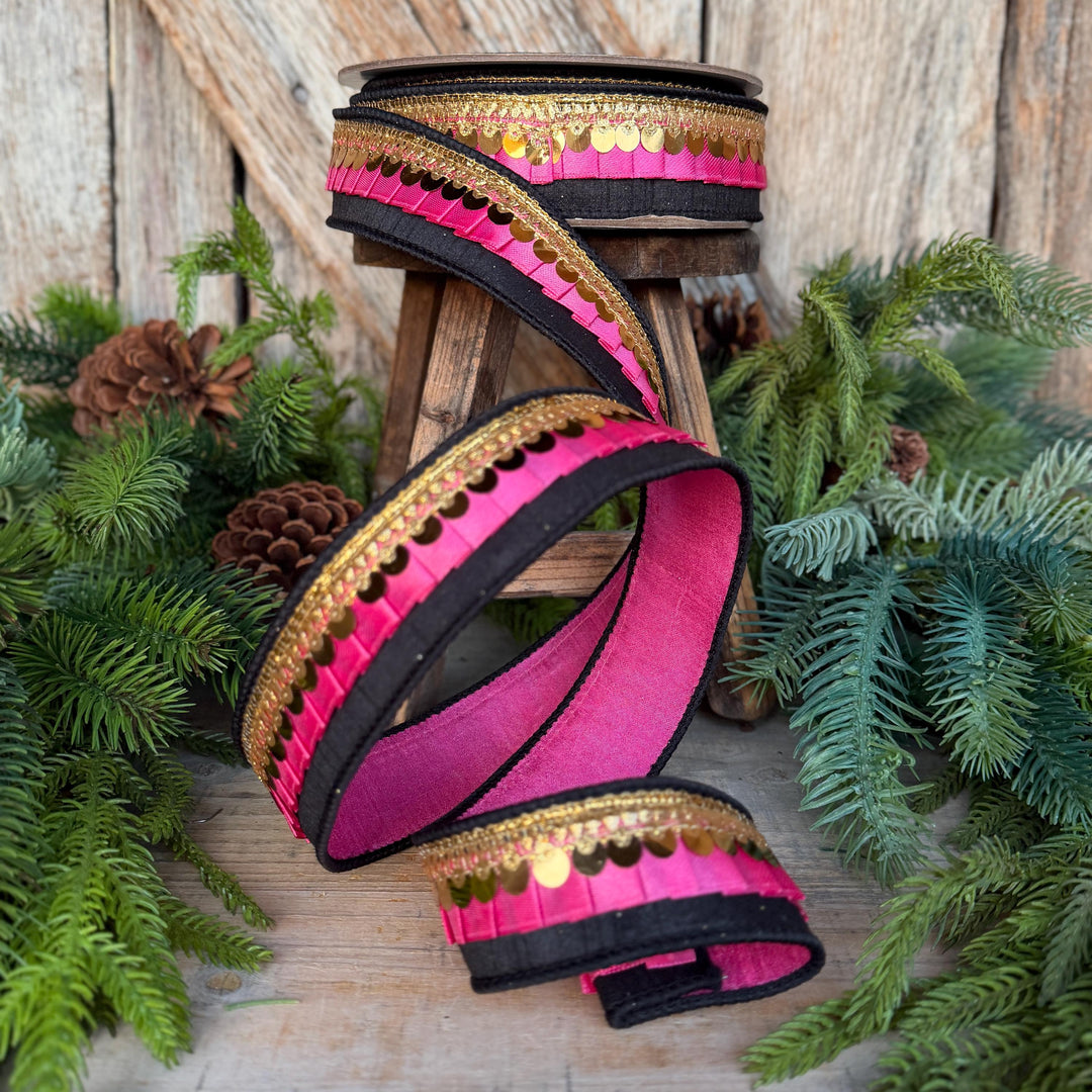 1.5" Halloween Ribbon, Tricks or Pleats, Farrisilk Ribbon
