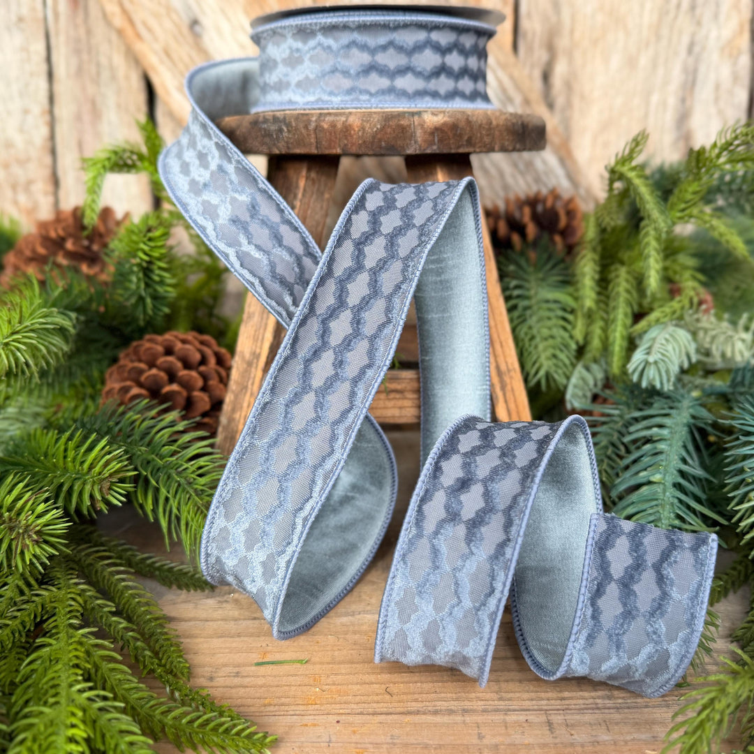 1.5" Steel Blue Velvet Ribbon, Farrisilk Ribbon