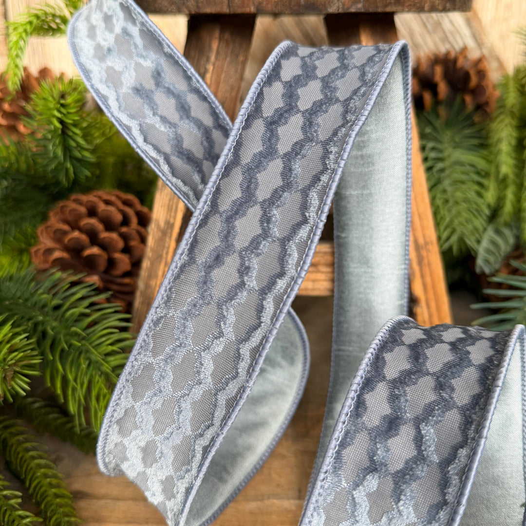 1.5" Steel Blue Velvet Ribbon, Farrisilk Ribbon