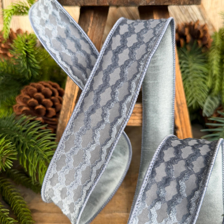 1.5" Steel Blue Velvet Ribbon, Farrisilk Ribbon