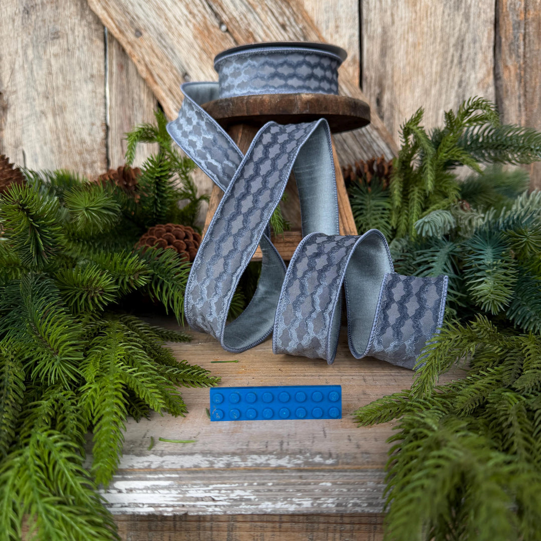 1.5" Steel Blue Velvet Ribbon, Farrisilk Ribbon